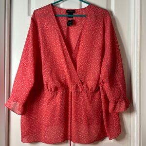 Lane Bryant Coral Floral Blouse